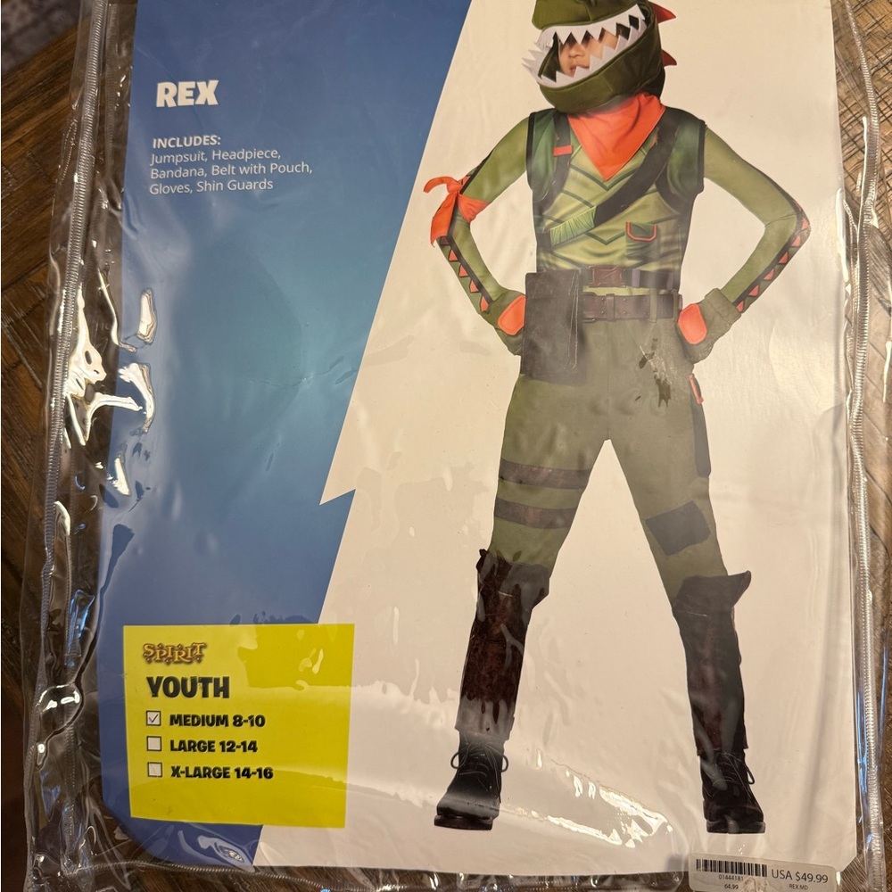 Spirit Rex Dinosaur Costume for Youth - Green and Black